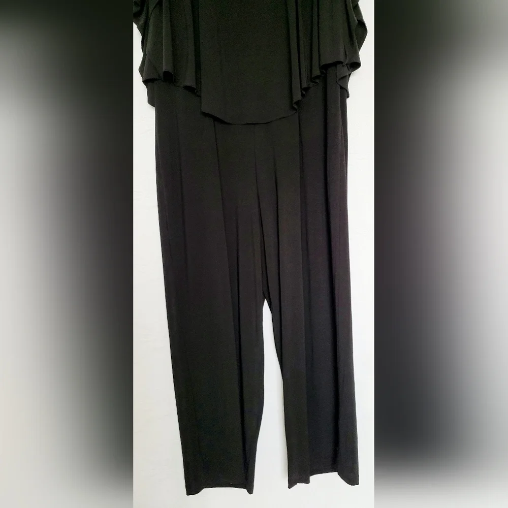 Emma & Michelle Plus Size Jumpsuit Stretch Pull On Flutter Sleeves Black 3X - Picture 12 of 16